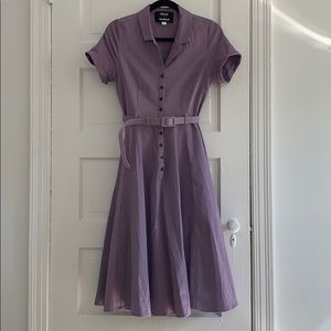 Purple full skirted shirt dress